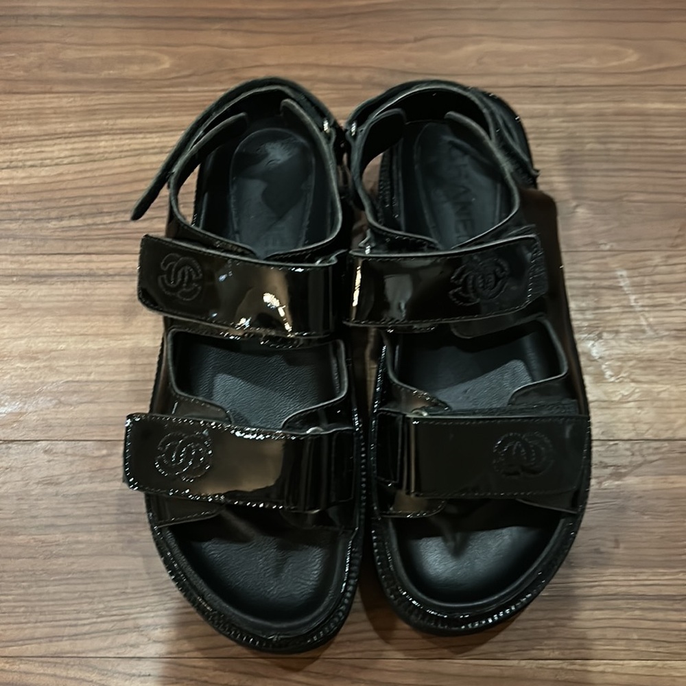 Chanel Patent Leather CC ‘Dad’ Sandals - C’22